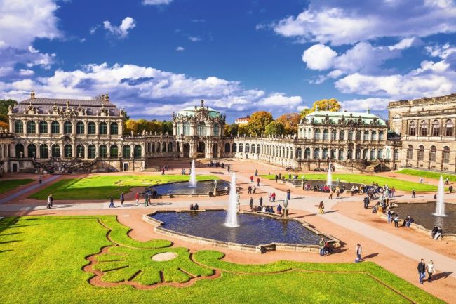 Dresden, famous Zwinger museum with beautiful gardens