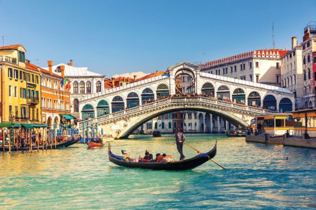 Gondola near Rialto Bridge in Venice, Italy