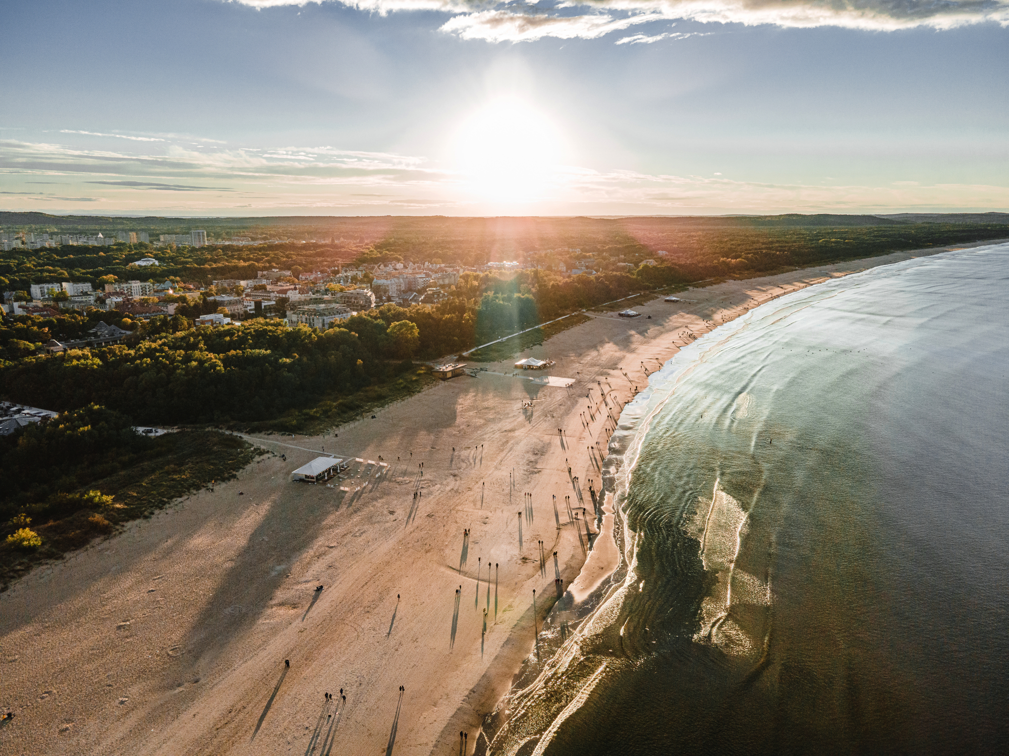 Luftaufnahme vom Strand in Swinemünde